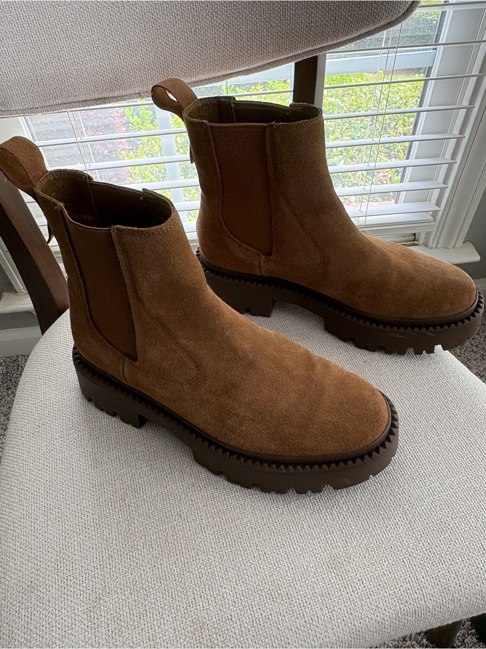 Michael Shannon Women's Suede Chelsea Booties in Brown Size 8